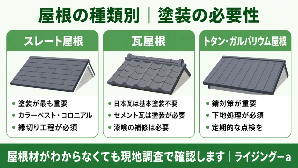 屋根の種類別に見る塗装の必要性 