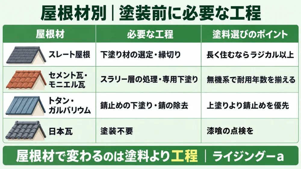 屋根材別に見る塗装前の工程と塗料選びのポイント